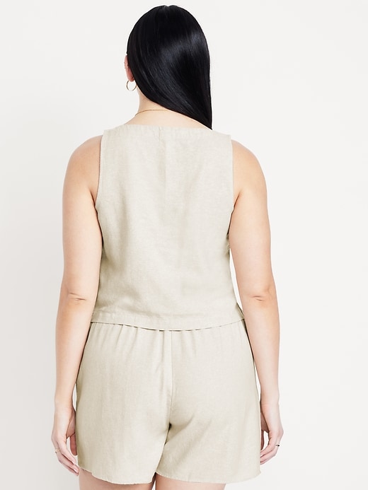 Image number 6 showing, Linen-Blend Crop Top