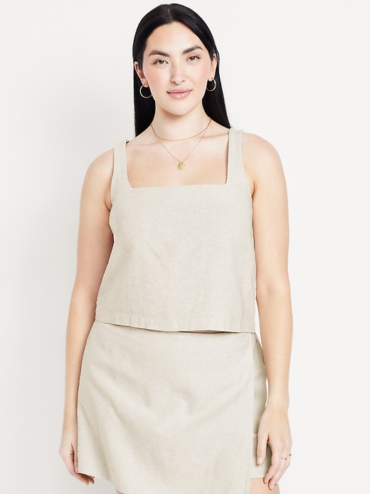 Image number 5 showing, Linen-Blend Crop Top