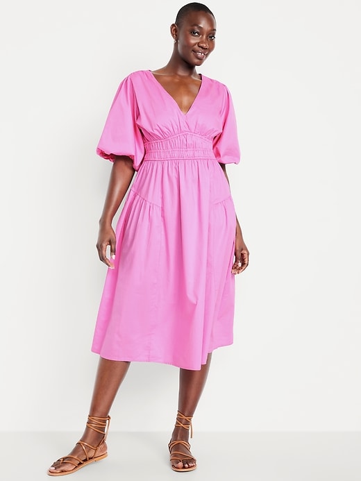 Image number 6 showing, Waist-Defined Puff-Sleeve Midi Dress