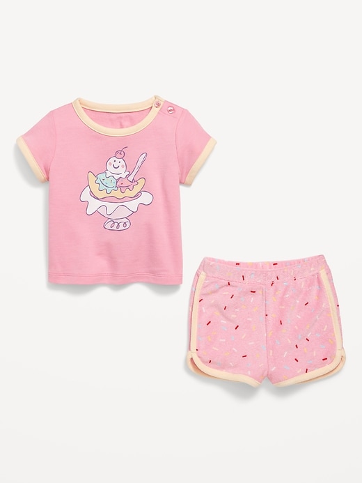 View large product image 2 of 2. Terry Ringer Graphic T-Shirt and Shorts Set for Baby