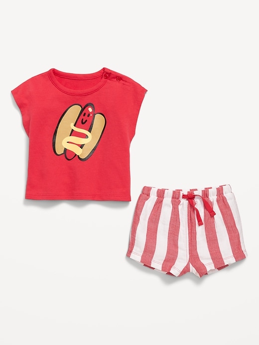 View large product image 2 of 2. Ringer Graphic T-Shirt and Shorts Set for Baby