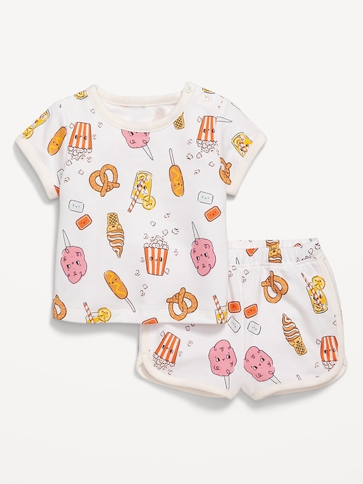 View large product image 1 of 2. Printed French-Terry Ringer T-Shirt and Shorts Set for Baby