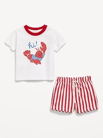 Image number 2 showing, Short-Sleeve Graphic T-Shirt and Shorts Set for Baby