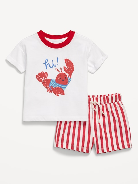 Short-Sleeve Graphic T-Shirt and Shorts Set for Baby