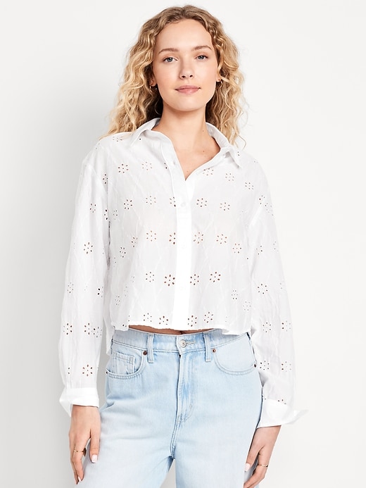 Image number 1 showing, Button-Down Crop Shirt