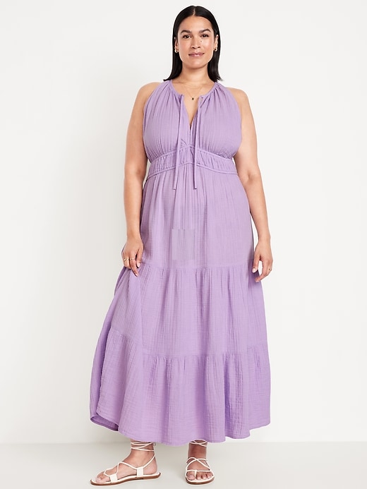 Image number 6 showing, Fit & Flare Crinkle Gauze Maxi Dress