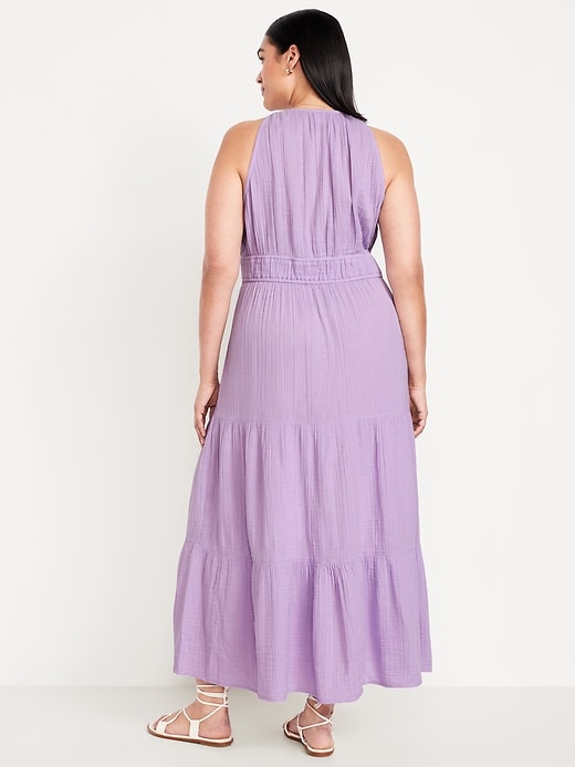 Image number 7 showing, Fit & Flare Crinkle Gauze Maxi Dress