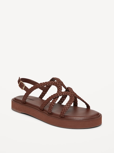Braided Strap Platform Sandals for Women