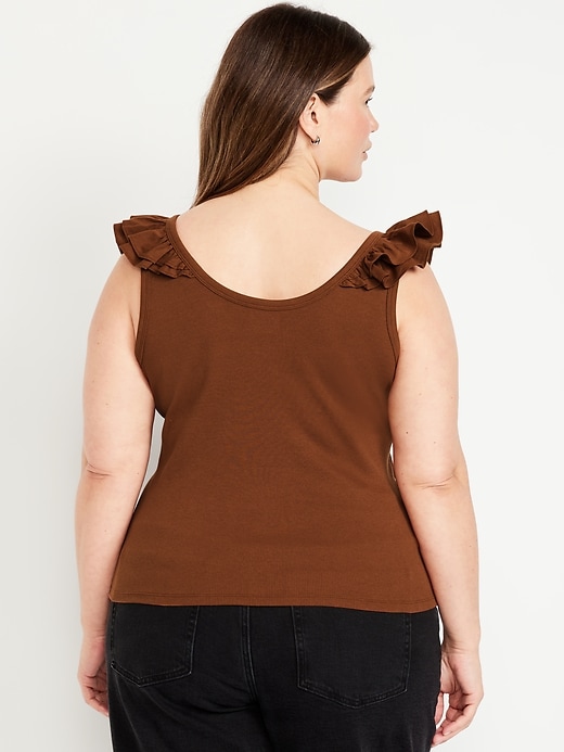 Image number 8 showing, Ruffle-Trim Mixed Material Top