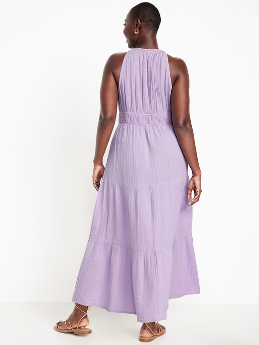 Image number 5 showing, Fit & Flare Crinkle Gauze Maxi Dress