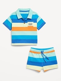 Image number 2 showing, Printed Polo Shirt and Shorts Set for Baby
