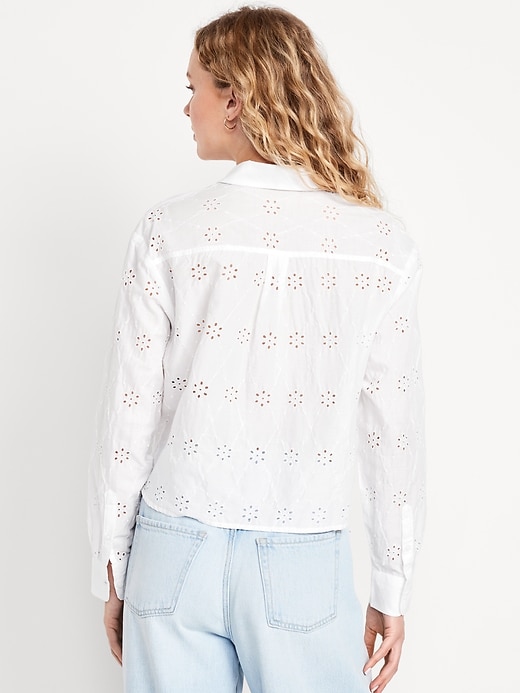 Image number 2 showing, Button-Down Crop Shirt