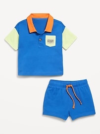 Image number 2 showing, Printed Polo Shirt and Shorts Set for Baby