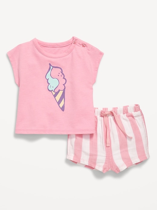 View large product image 1 of 3. Ringer Graphic T-Shirt and Shorts Set for Baby