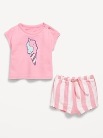 View large product image 3 of 3. Ringer Graphic T-Shirt and Shorts Set for Baby
