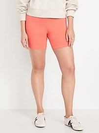 View large product image 3 of 6. High-Waisted Jersey Biker Shorts -- 6-inch inseam