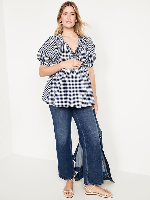 Image number 4 showing, Maternity Short-Sleeve Poplin Top