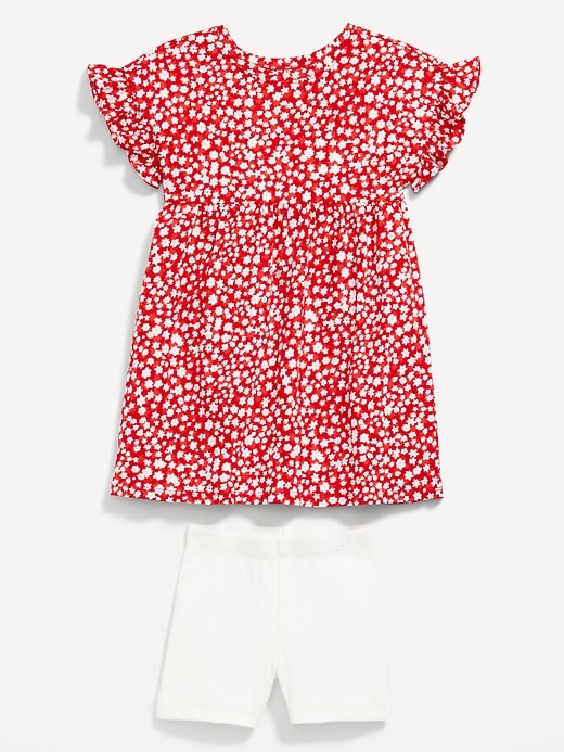 View large product image 2 of 2. Printed Flutter-Sleeve Dress and Biker Shorts Set for Toddler Girls