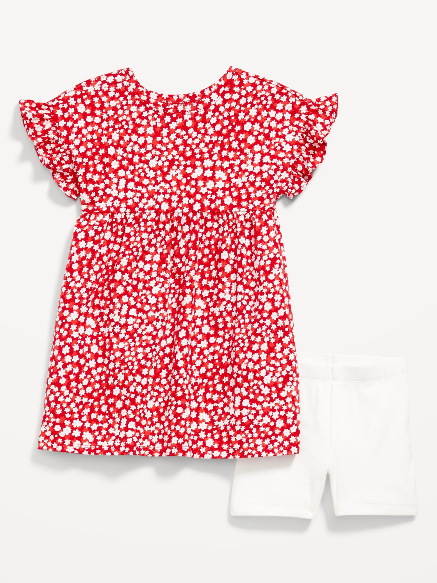 Ensemble robe à manches flottantes et cuissard à imprimé pour toute-petite fille