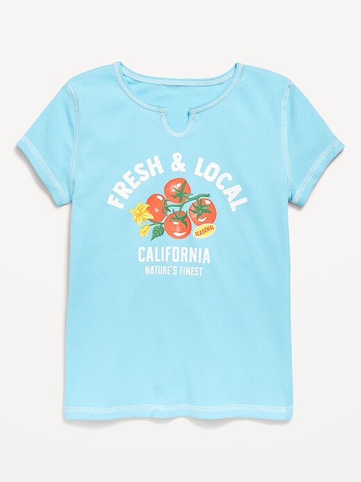 View large product image 1 of 1. Fitted Ribbed Graphic T-Shirt for Girls