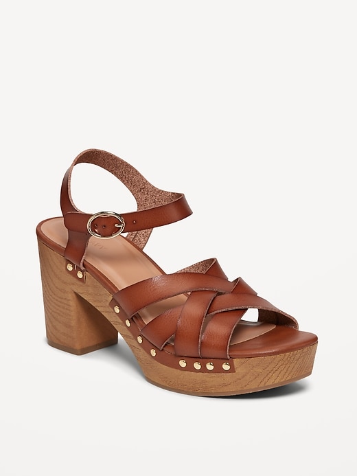 Image number 1 showing, Faux-Leather Clog Sandals