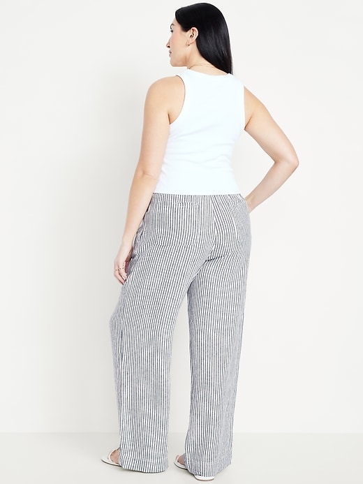 Image number 5 showing, High-Waisted Linen-Blend Wide-Leg Pants