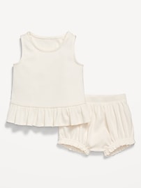 Image number 1 showing, Sleeveless Ribbed Ruffle-Trim Top and Shorts Set for Baby