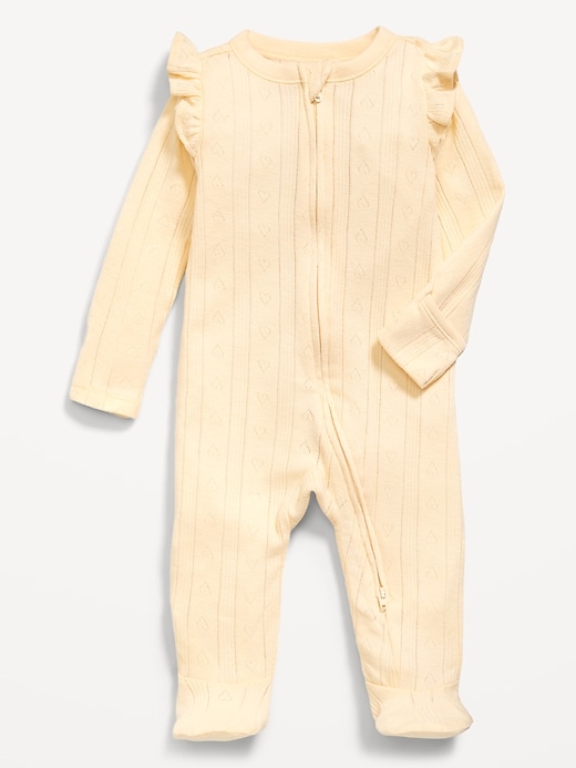 View large product image 1 of 1. 2-Way-Zip Sleep & Play Ruffled Footed One-Piece for Baby