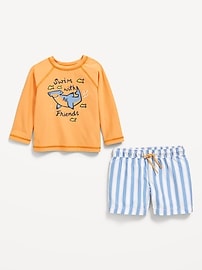 Image number 2 showing, Long-Sleeve Rashguard Swim Top and Shorts Set for Baby