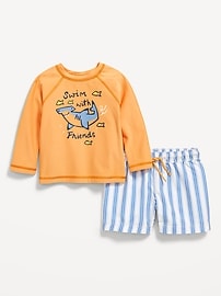 Image number 1 showing, Long-Sleeve Rashguard Swim Top and Shorts Set for Baby