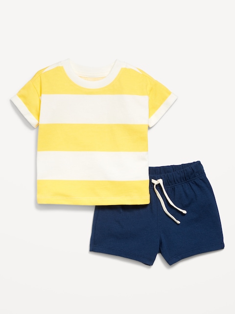 Short-Sleeve Graphic T-Shirt and Shorts Set for Baby
