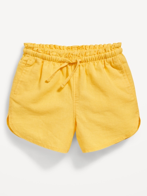 Short en mélange de lin à ourlet arrondi fendu pour toute-petite fille