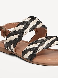 View large product image 3 of 3. Faux-Leather Raffia Sandals for Toddler Girls