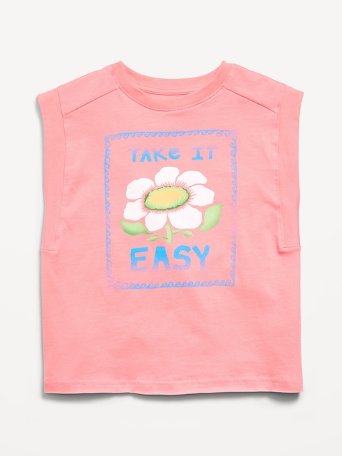Sleeveless Muscle Graphic T-Shirt for Girls