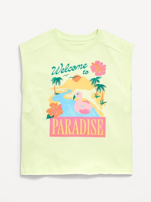 View large product image 1 of 1. Sleeveless Muscle Graphic T-Shirt for Girls