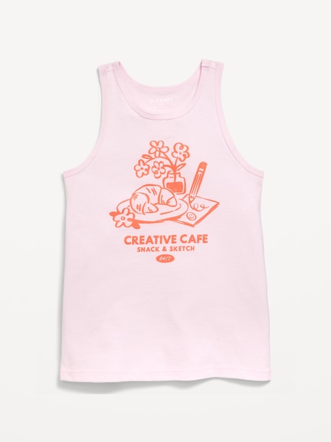 Fitted Graphic Back-Cutout Tank Top for Girls