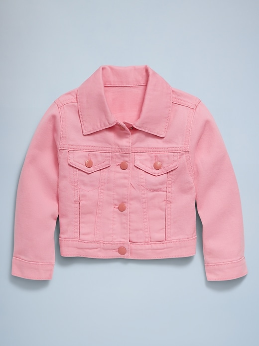 Image number 3 showing, Cropped Trucker Twill Jacket for Toddler Girls