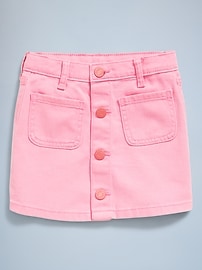 View large product image 3 of 5. High-Waisted Button-Front Twill Skirt for Toddler Girls