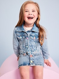 Image number 1 showing, Cropped Trucker Jean Jacket for Toddler Girls