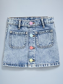 View large product image 3 of 5. High-Waisted Button-Front Jean Skirt for Toddler Girls