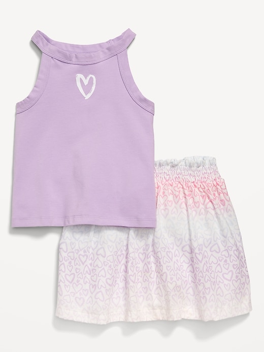 View large product image 1 of 1. Fitted Halter Graphic Tank and Skort Set for Toddler Girls