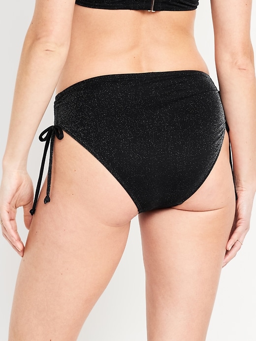 Image number 2 showing, Mid-Rise Side-Tie Shine Bikini Swim Bottoms