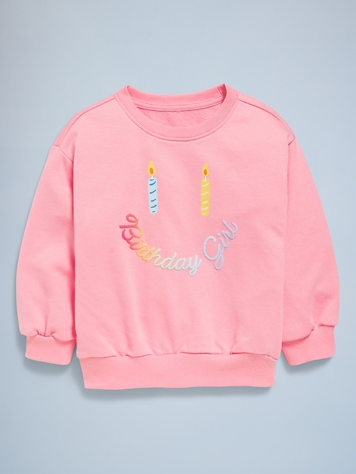 View large product image 2 of 5. Birthday French-Terry Graphic Sweatshirt for Toddler Girls