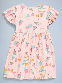 View large product image 3 of 5. Birthday Flutter-Sleeve Fit and Flare Dress for Toddler Girls