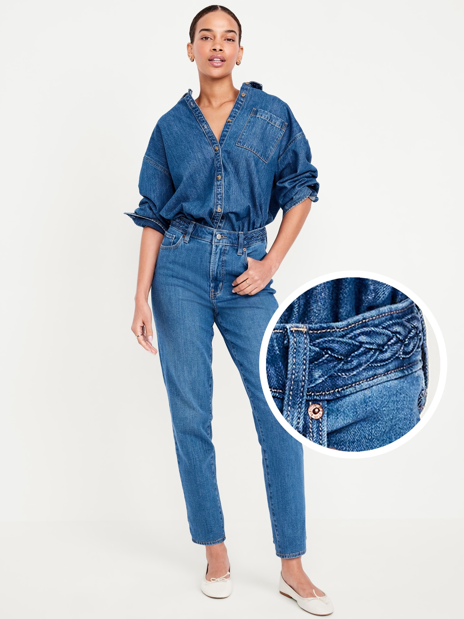 High-Waisted OG Straight Braided Ankle Jeans