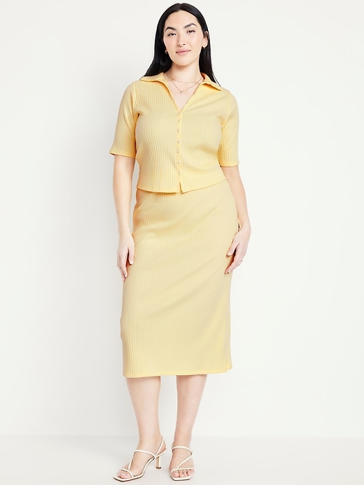 Image number 5 showing, High-Waisted Ribbed Midi Skirt