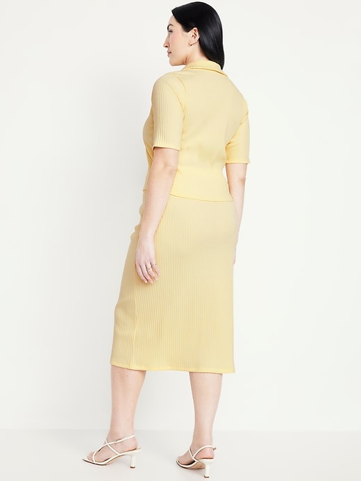 Image number 6 showing, High-Waisted Ribbed Midi Skirt