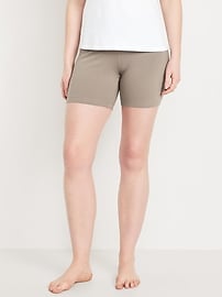 View large product image 4 of 7. High-Waisted Jersey Biker Shorts -- 6-inch inseam