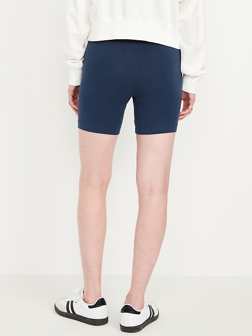 View large product image 2 of 7. High-Waisted Jersey Biker Shorts -- 6-inch inseam