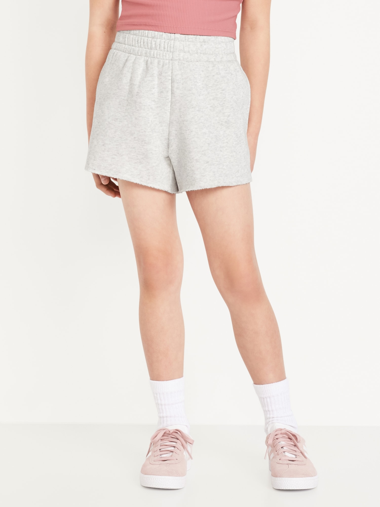 High-Waisted Cut-Off Fleece Shorts for Girls